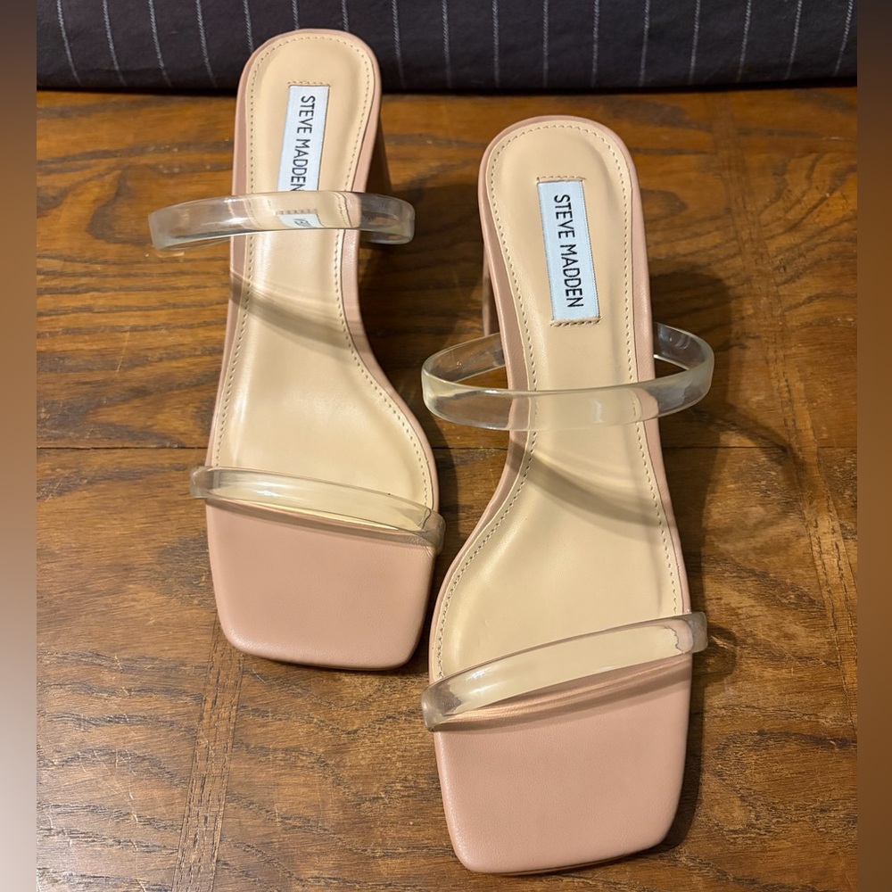 Steve Madden Blush Heels with Clear Straps